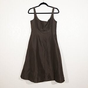 NWT J. Crew Espresso Brown 100% Silk‎ Fit & Flare Dress Size 8